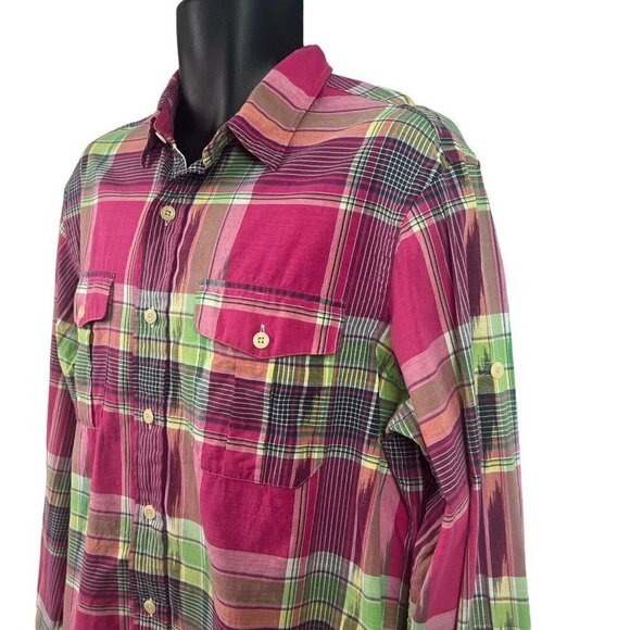 Polo Ralph Lauren Mens Roll Tab Sleeve Shirt Pink Plaid Large - Picture 3 of 12